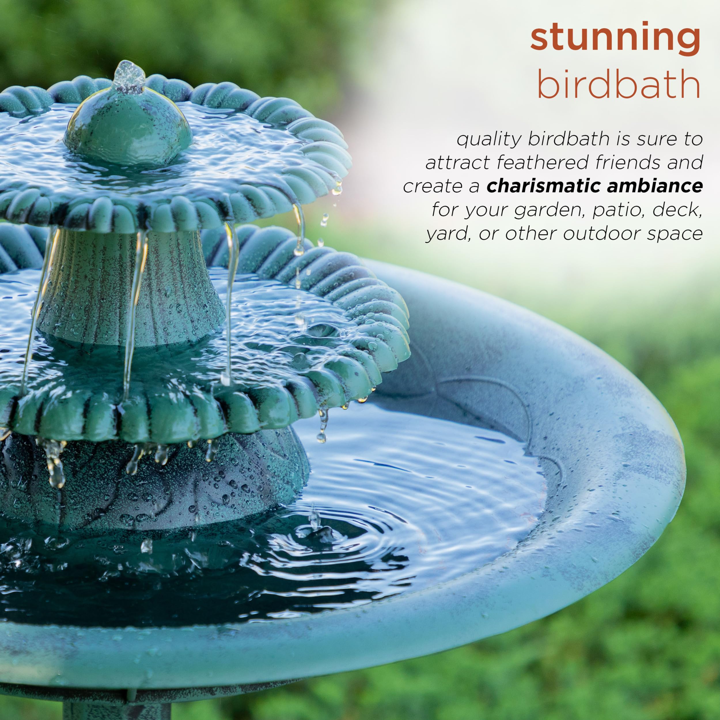 Weather-resistant resin construction by Alpine withstands sun and rain.