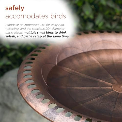 Lightweight design of the Alpine birdbath allows easy relocation as needed.