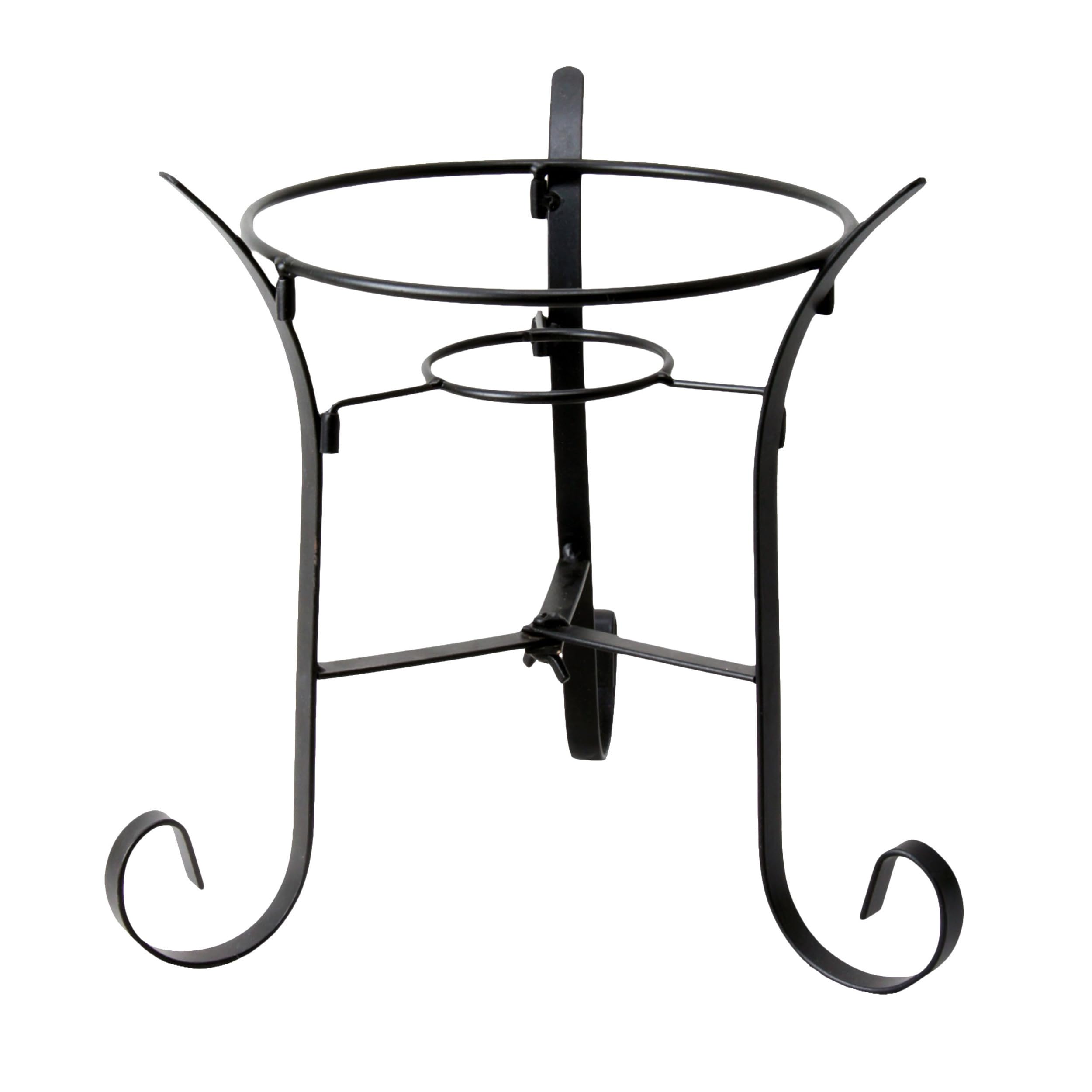Alpine Gazing Globe Stand front view highlights a sturdy black iron frame for outdoor display.