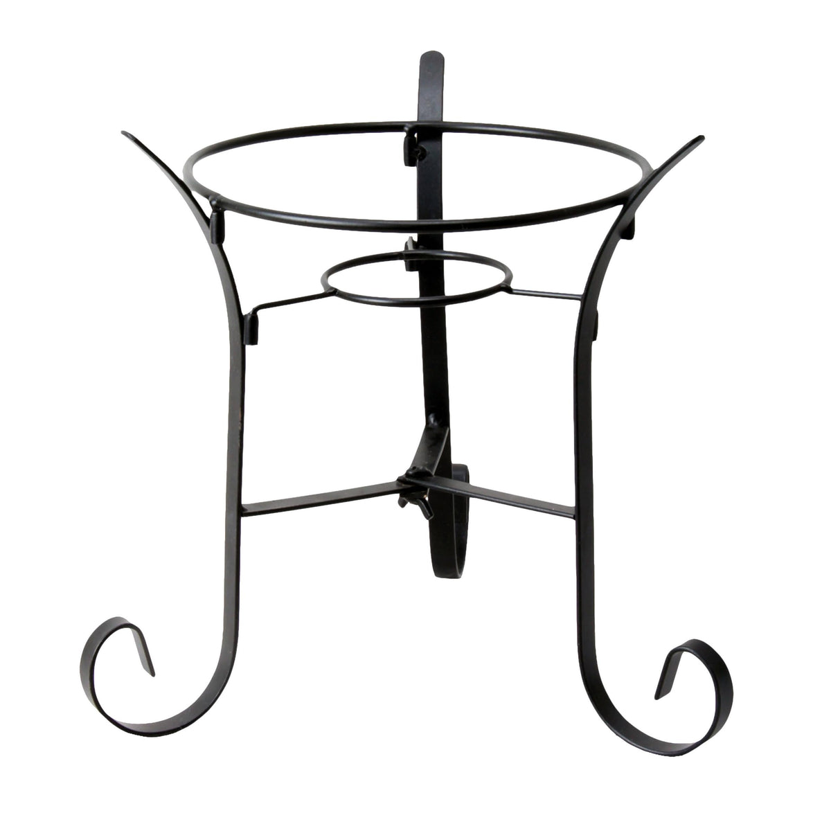 Alpine Gazing Globe Stand front view highlights a sturdy black iron frame for outdoor display.
