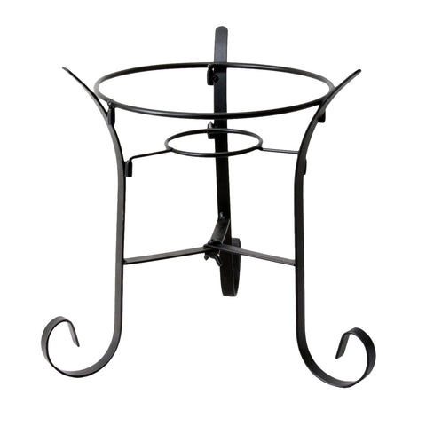 Alpine Gazing Globe Stand front view highlights a sturdy black iron frame for outdoor display.