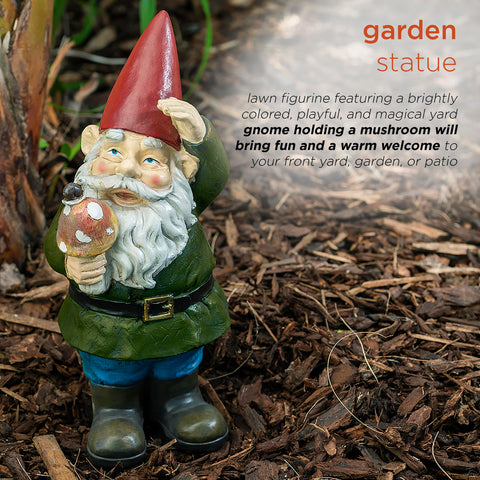 Alpine Corporation front yard display featuring colorful gnome in garden