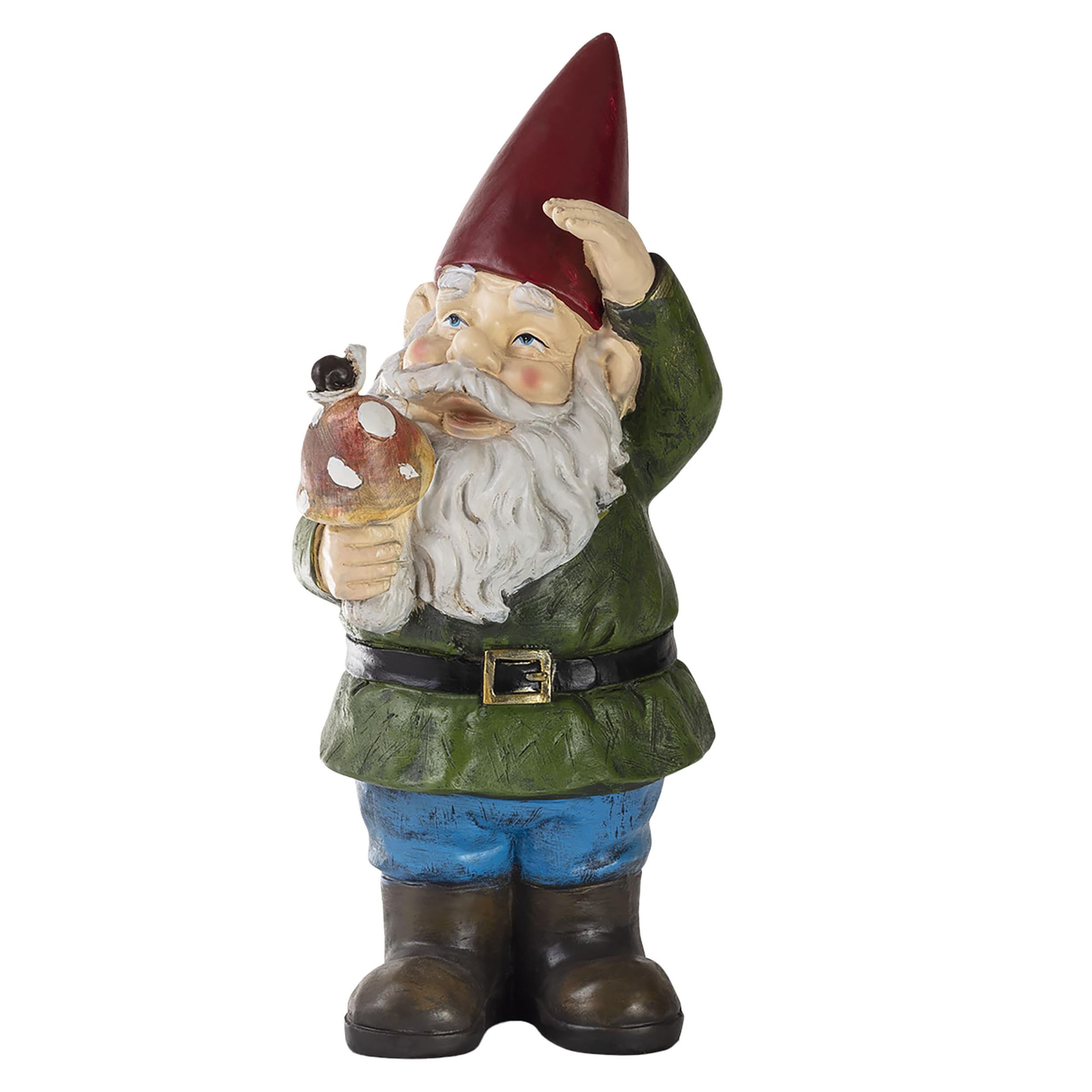 Alpine Corporation gnome mushroom holding outdoor statue adds whimsical charm to your front yard