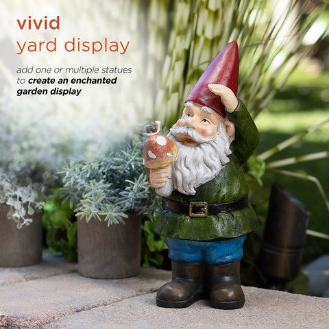 Alpine Corporation gnome enhancing pond or fountain area with whimsy