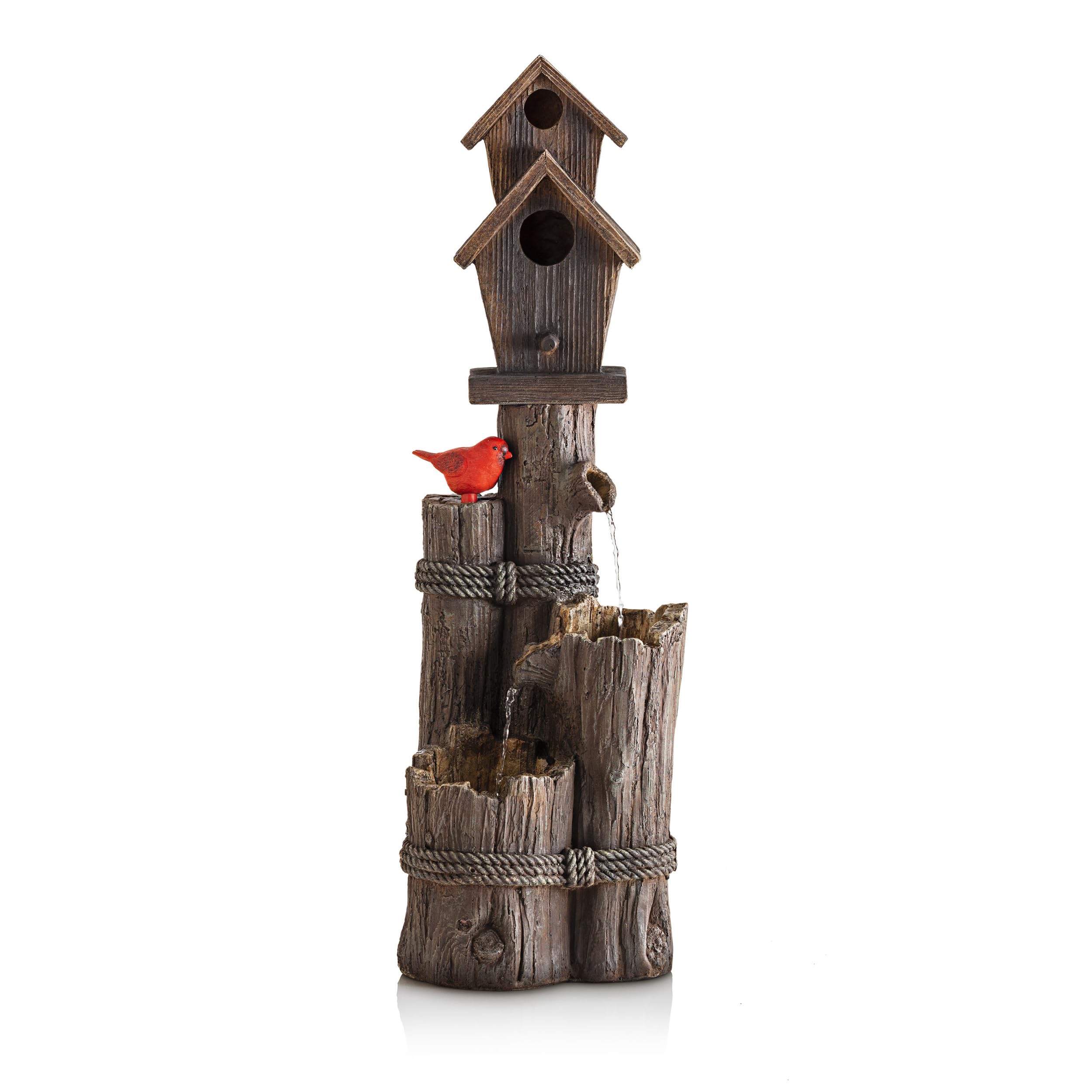 Alpine hollow birdhouse invites wildlife while decorating outdoors.