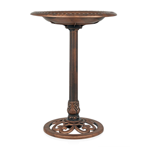 20-inch diameter basin on the Alpine pedestal birdbath suitable for multiple birds.