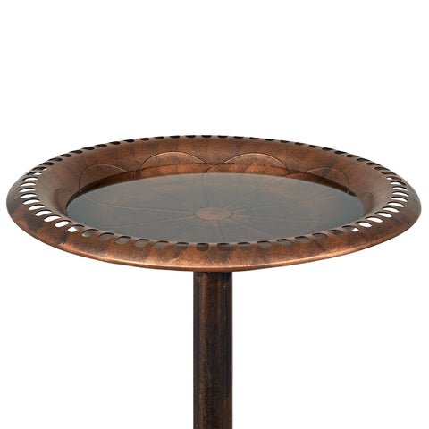 Elegant scrollwork base detail on the Alpine birdbath adds yard charm.