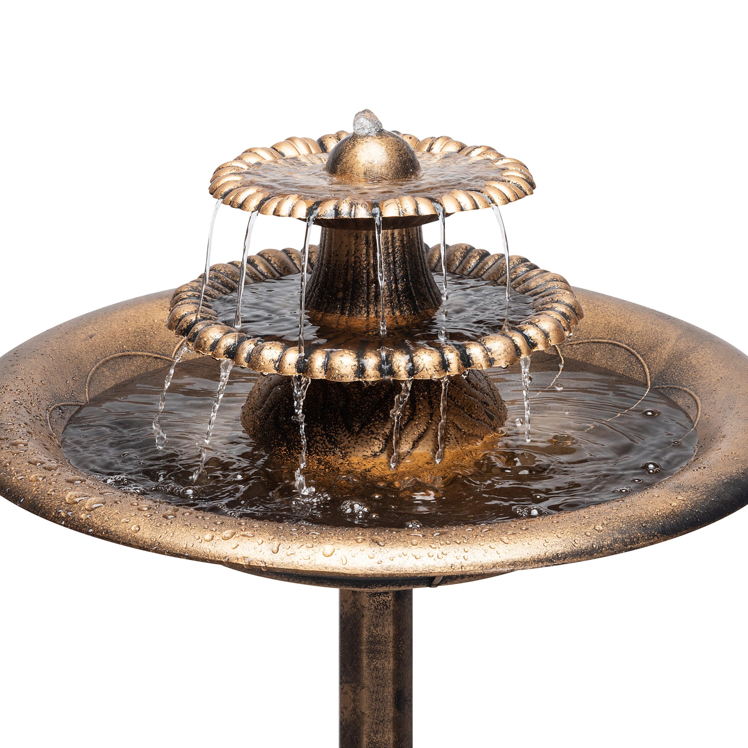 Alpine TEC106-BZ dual-function fountain and birdbath enhances wildlife viewing.