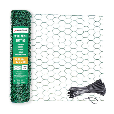 AlpineReach chicken wire roll with green hex mesh for gardening and crafts