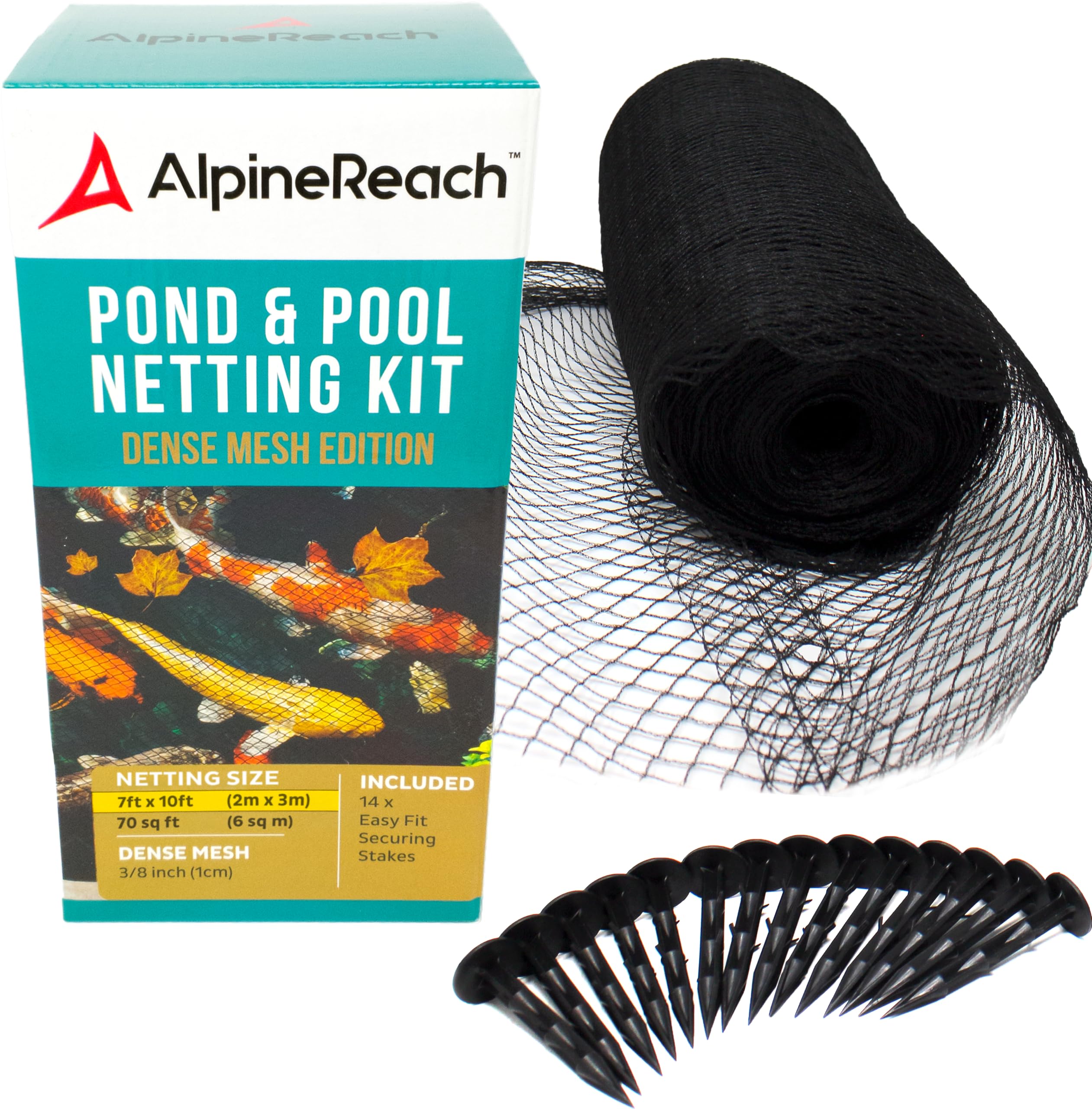AlpineReach Koi Pond Netting Kit 7x10ft mesh cover protects koi from birds.