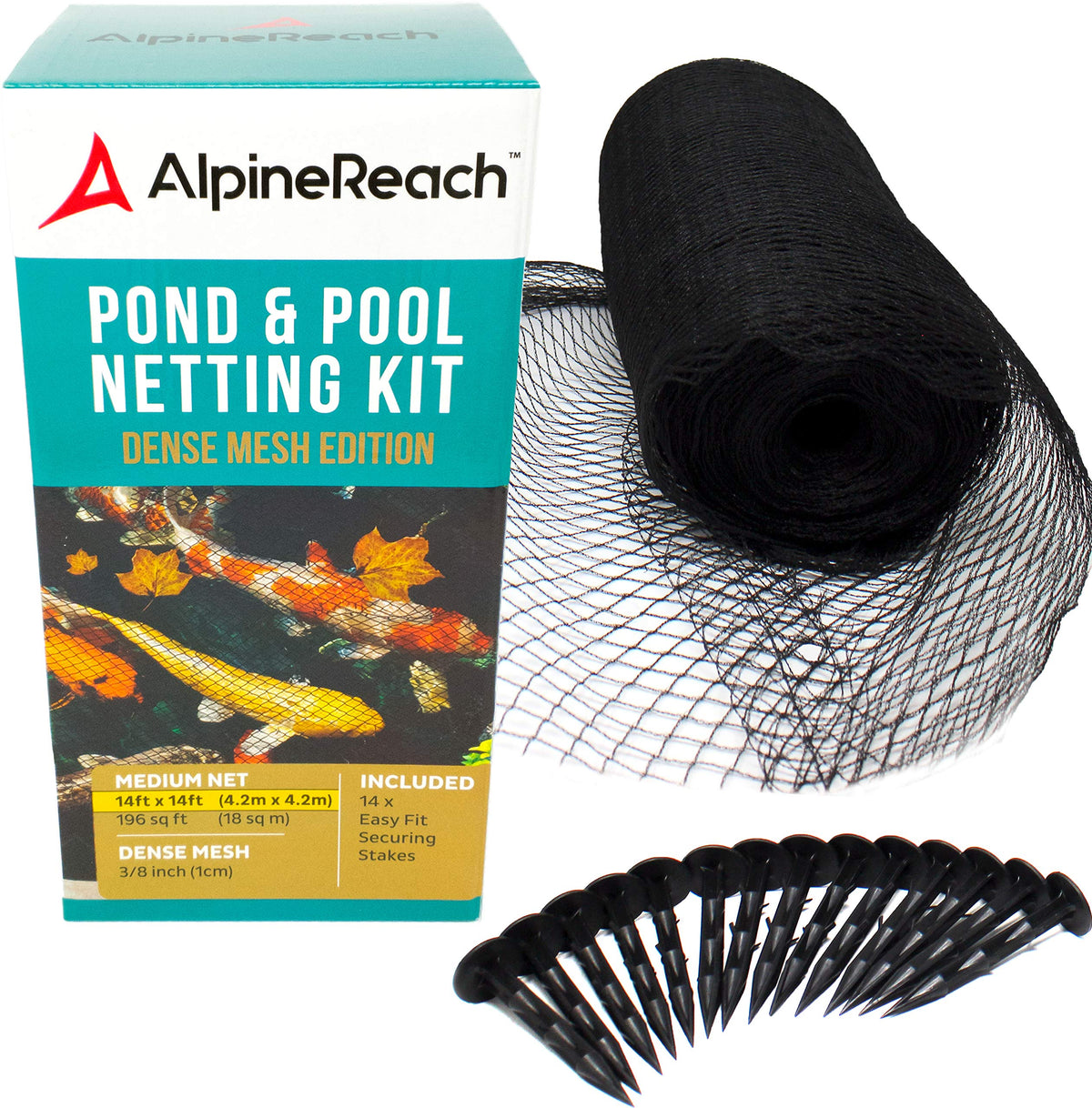 AlpineReach Koi Pond Netting Kit overview shows comprehensive protection for koi and pond aesthetics.