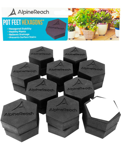 AlpineReach pot feet hexagons elevate pots for stable drainage and ground protection