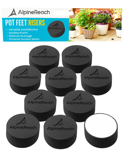 AlpineReach pot feet risers closeup showing durable rubber grip for stable pots.