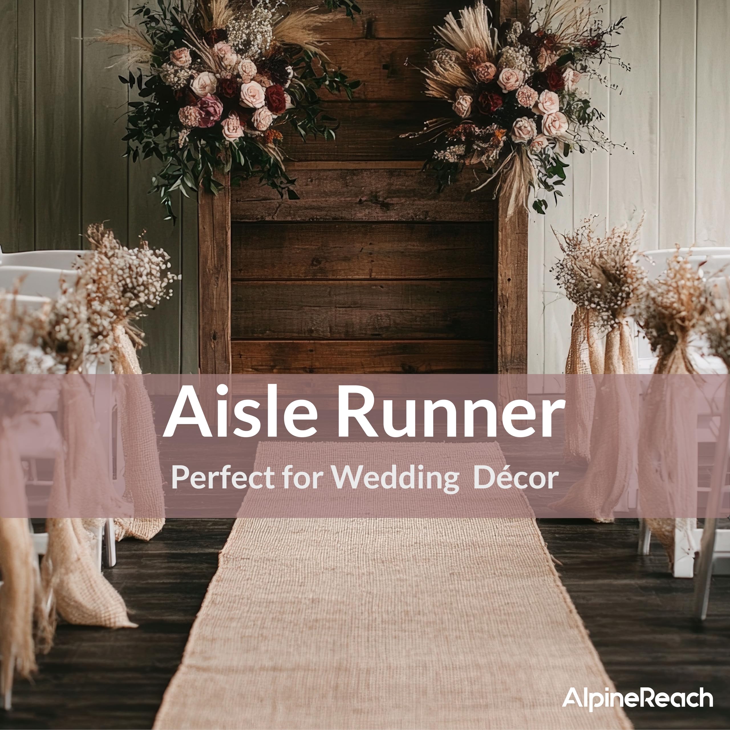AlpineReach burlap roll used for table decor and floral backdrops.