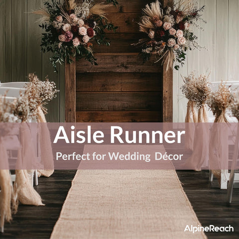 AlpineReach burlap roll used for table decor and floral backdrops.