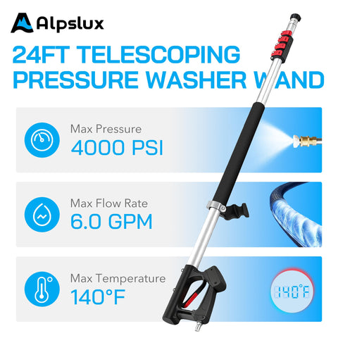 Alpslux adjustable support belt reduces arm fatigue during cleaning.
