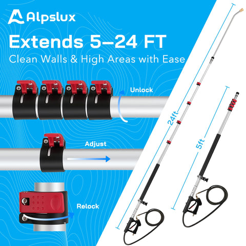 Alpslux gutter cleaner attachment for debris removal from gutters.