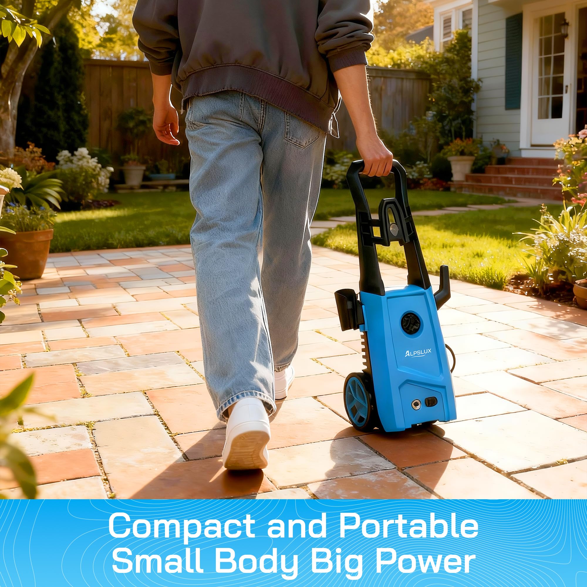ALPSLUX cleaning power applied to driveways and patios for efficient results.