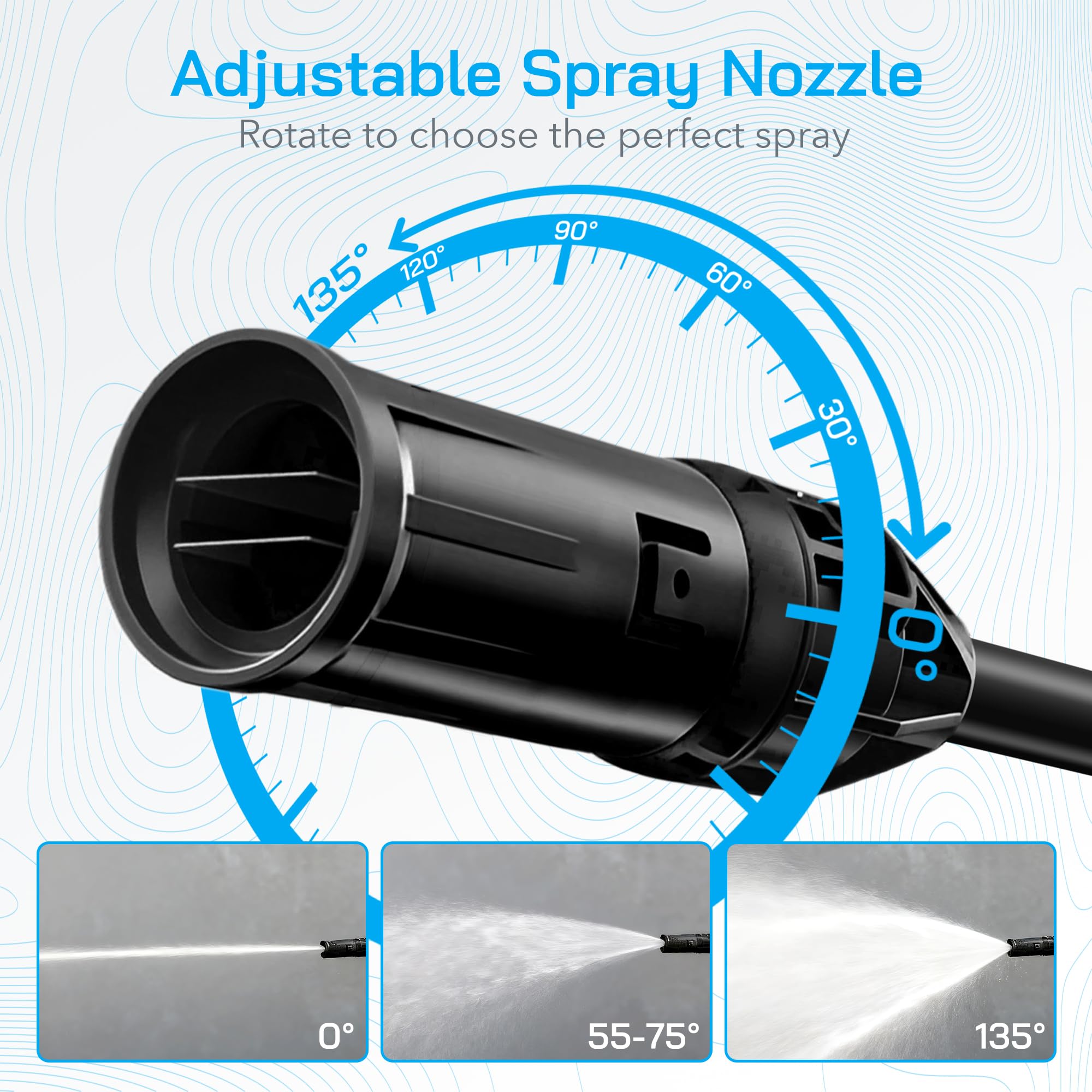 ALPSLUX washer on smooth-rolling wheels for easy patio cleaning movement.