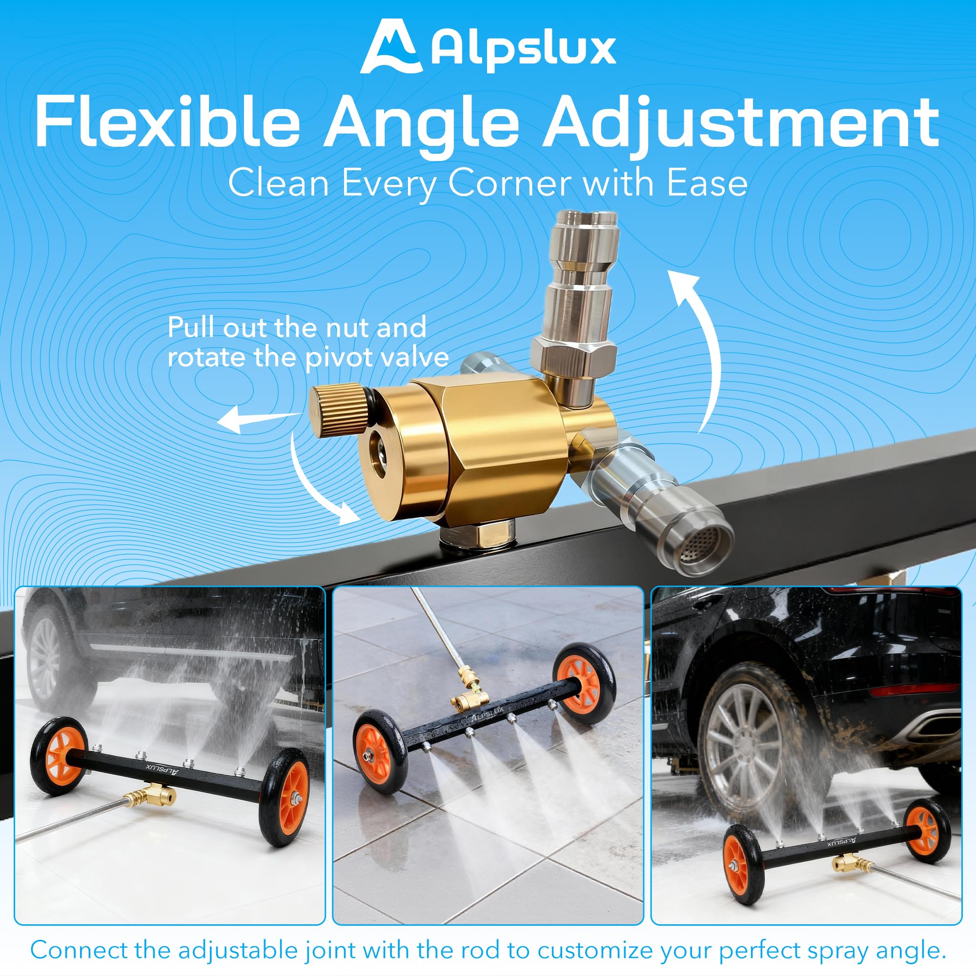 Alpslux quick-connect 1/4 inch fitting fits most power washers.