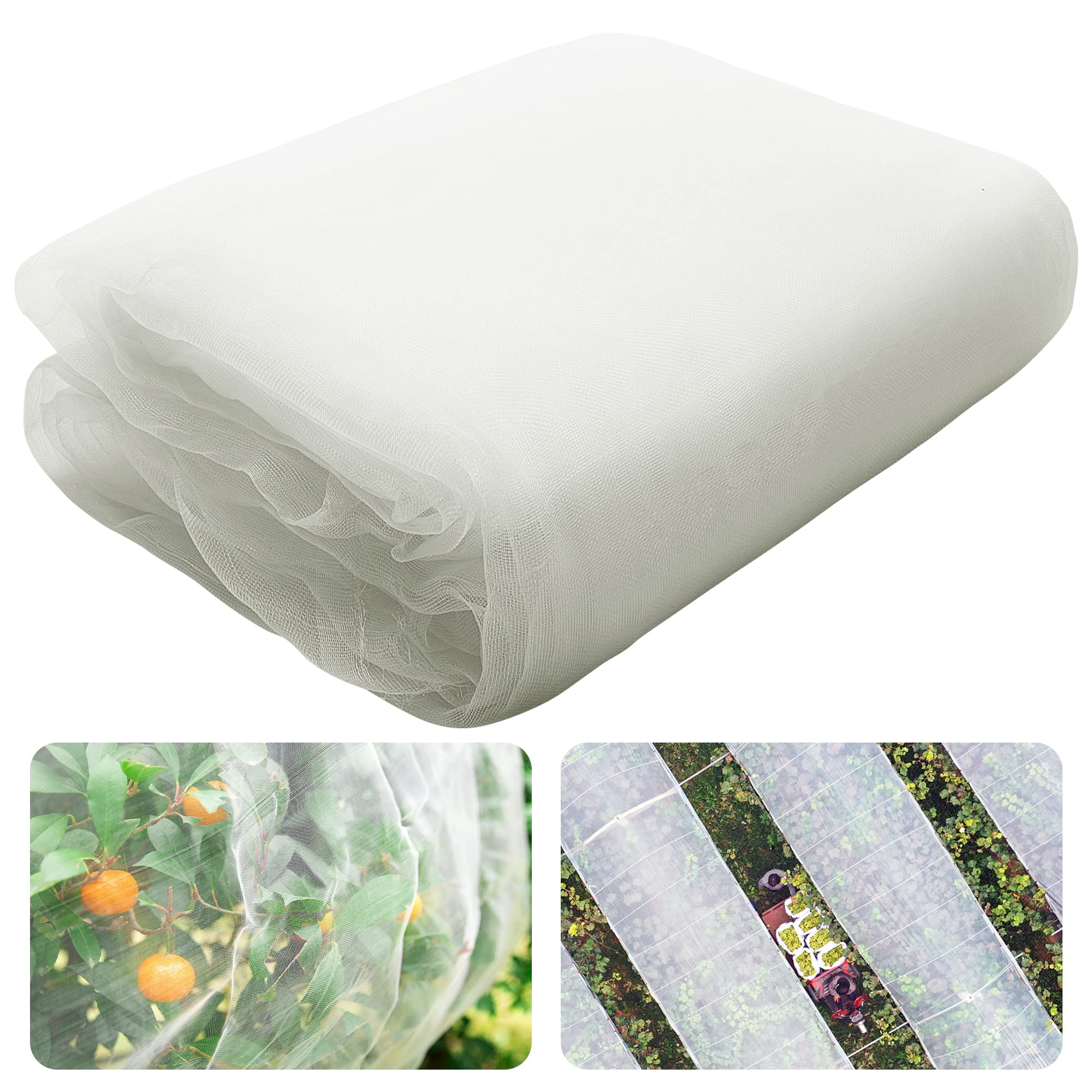 Alpurple insect barrier netting protecting a 20x10 ft garden from pests and birds.