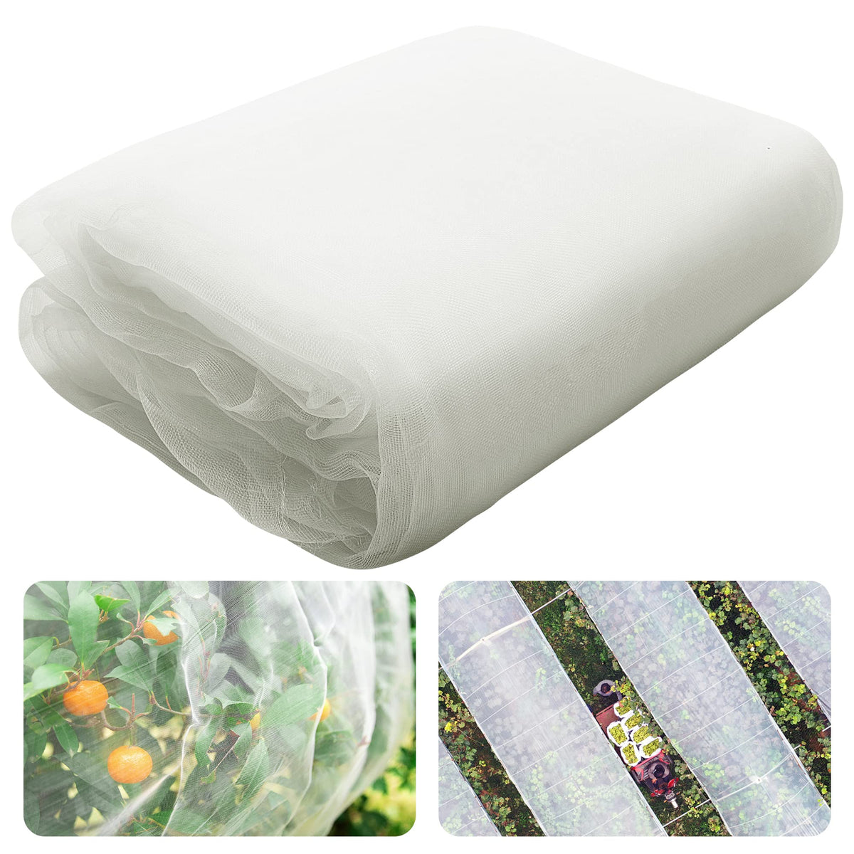 Alpurple insect barrier netting protecting a 20x10 ft garden from pests and birds.