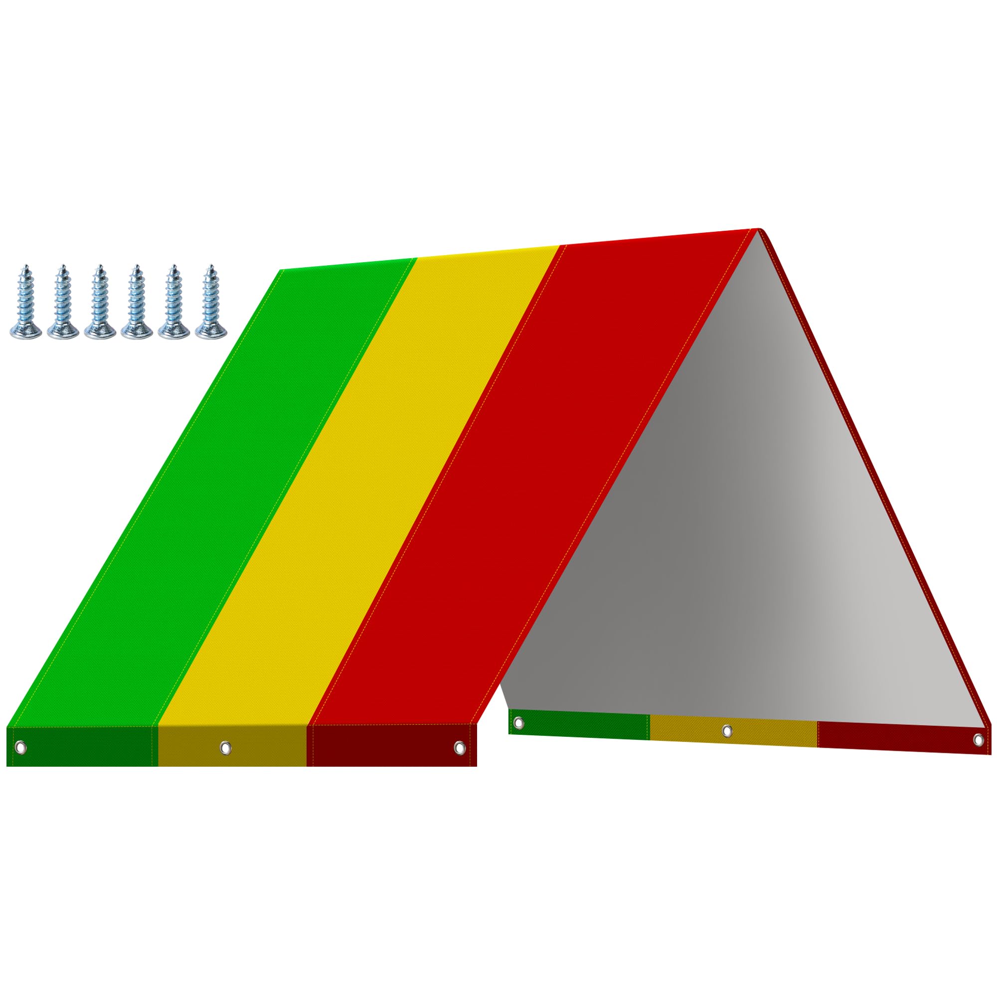 Alpurple swing tarp 52x90 green-yellow-red canopy provides quick playground shade.