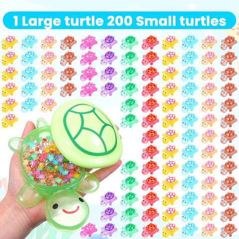 Alrhso vibrant resin turtles brighten garden scenes at night.