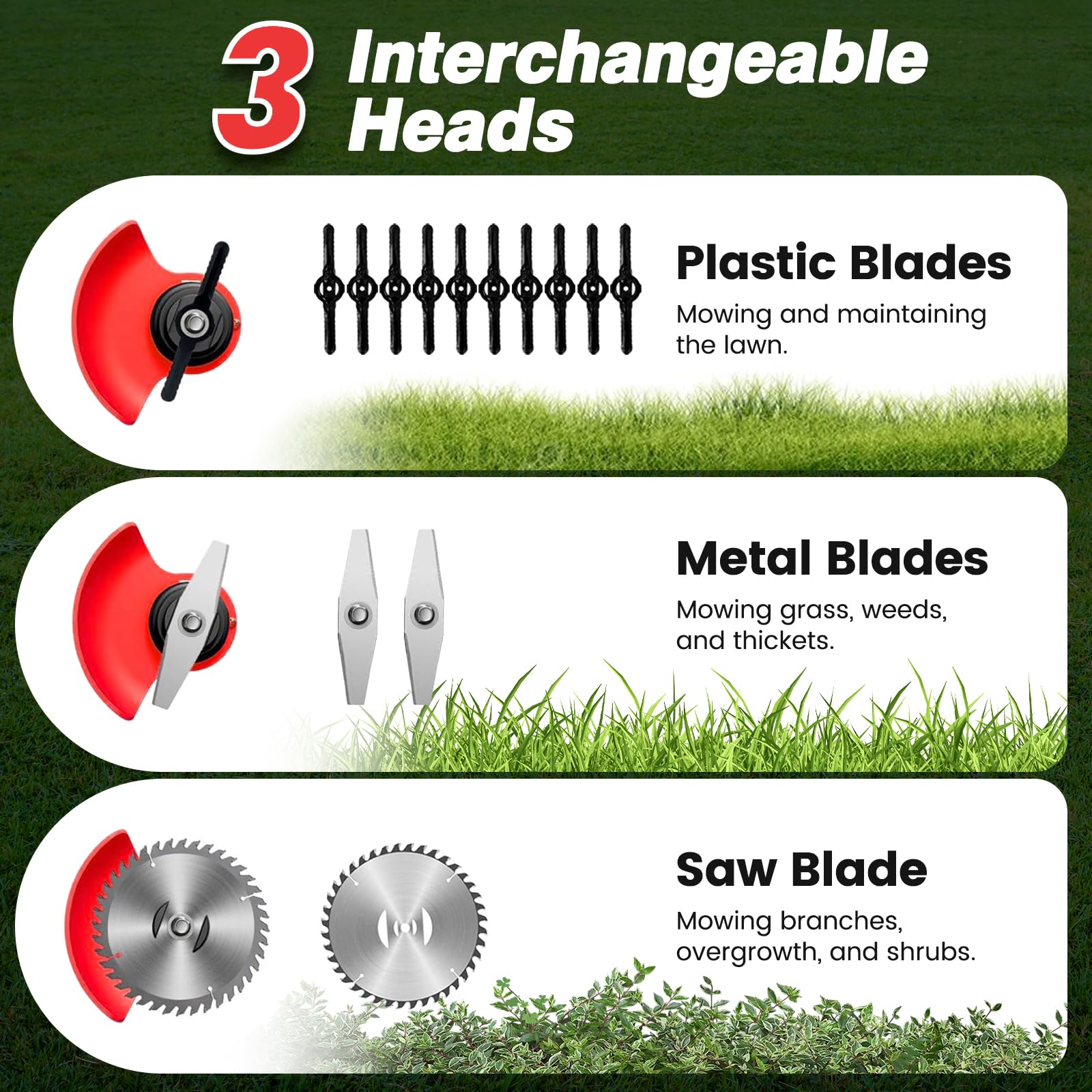 ALSO GO 3in1 weed wacker with blade options for diverse tasks