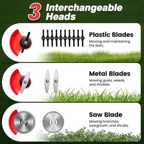 ALSO GO 3in1 weed wacker with blade options for diverse tasks