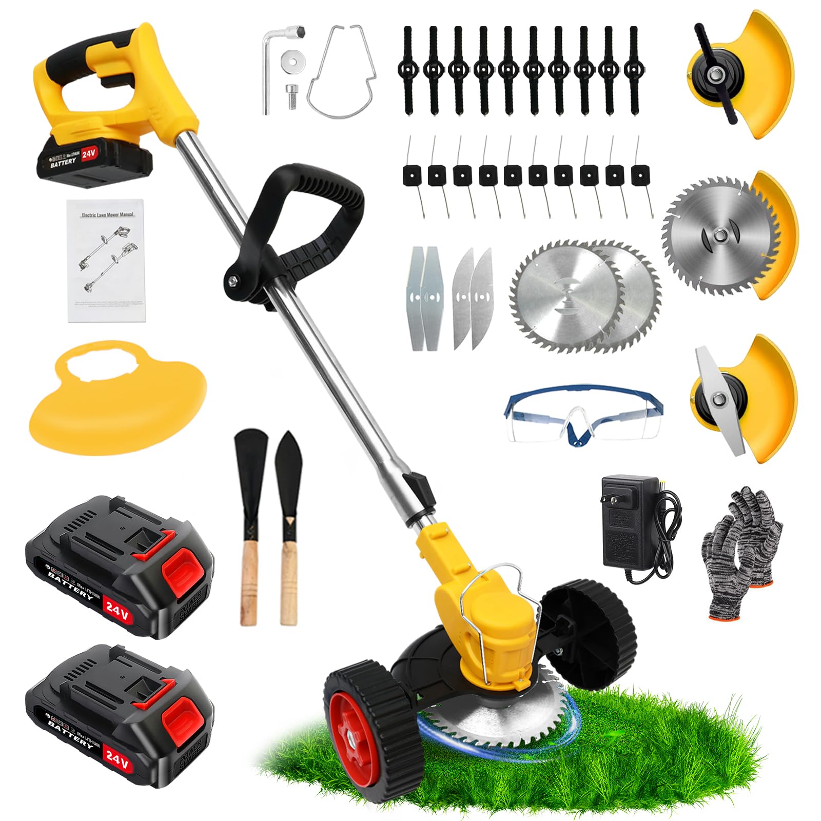 ALSO GO metal blade cuts thick weeds and hedges with precision.