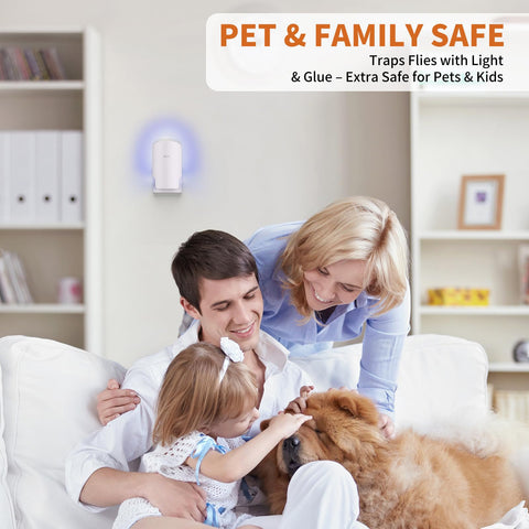Altaz Fly Trap Indoor silent operation in living room, no buzzing, discreet pest monitoring.