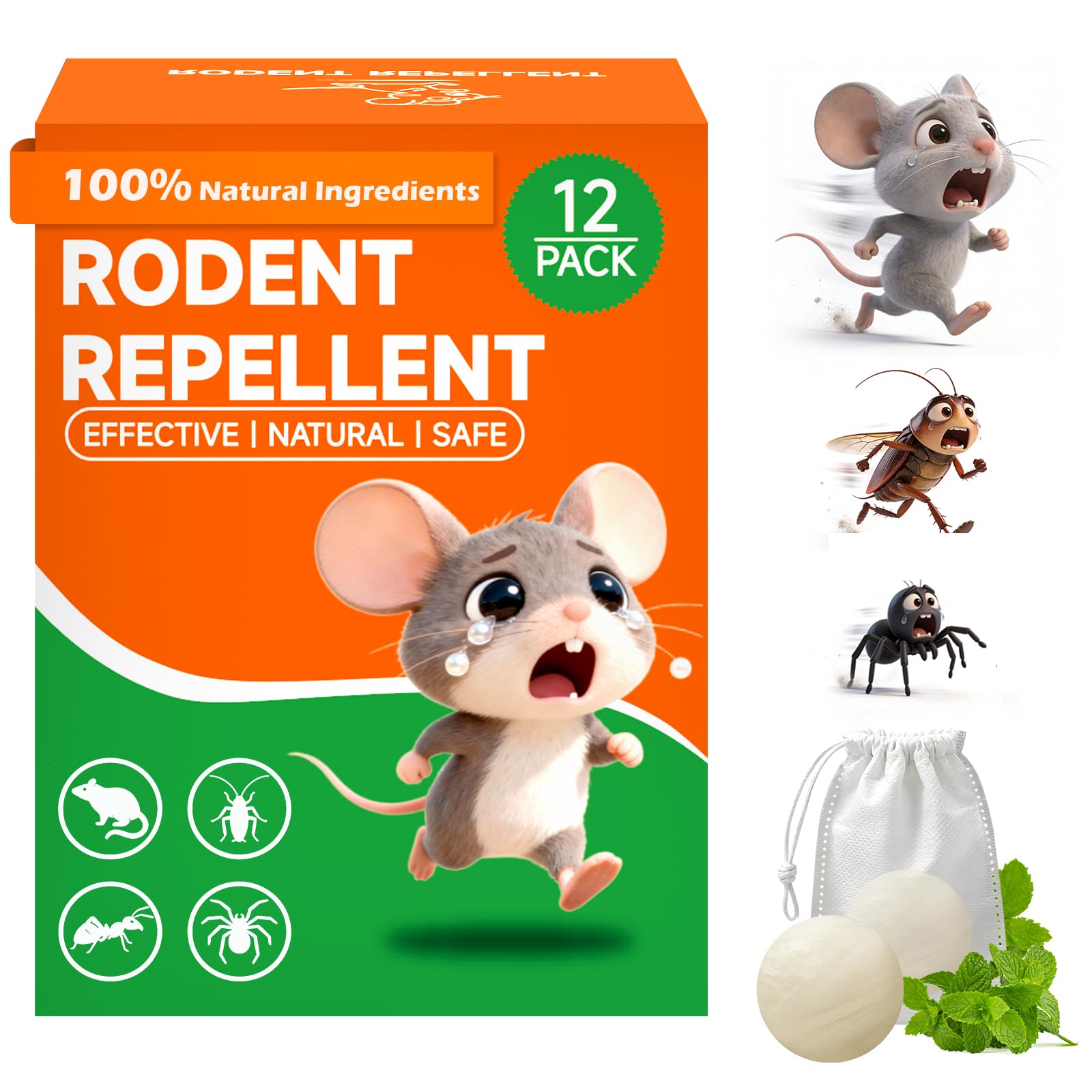Altaz mouse repellent indoor pack 12 keeps pests away with natural peppermint balls.