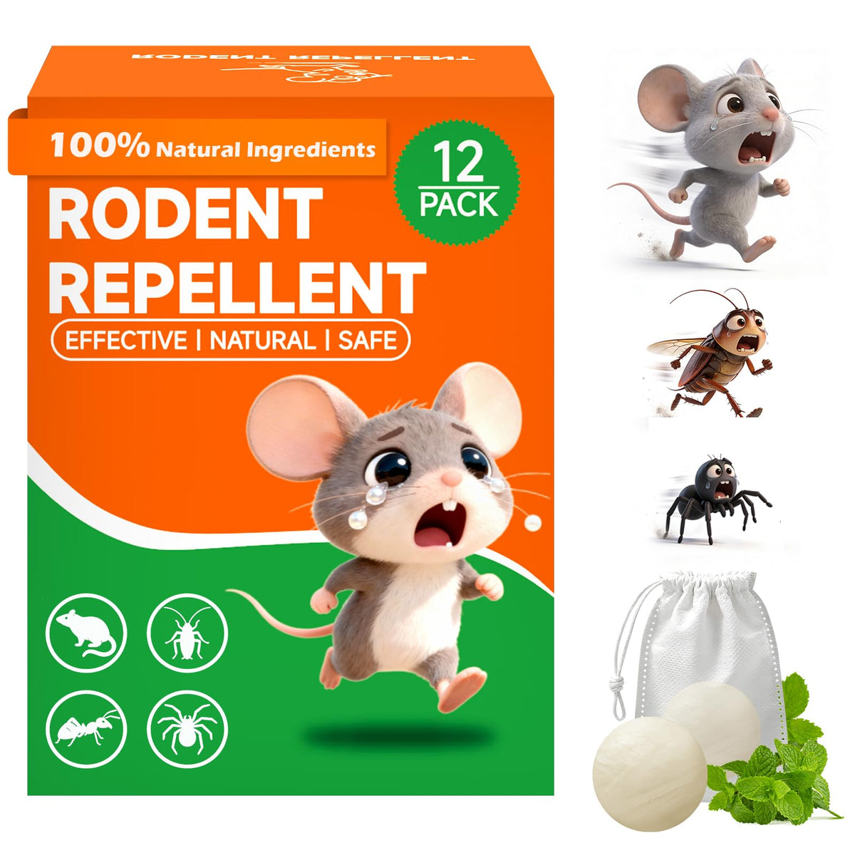 Altaz mouse repellent indoor pack 12 keeps pests away with natural peppermint balls.