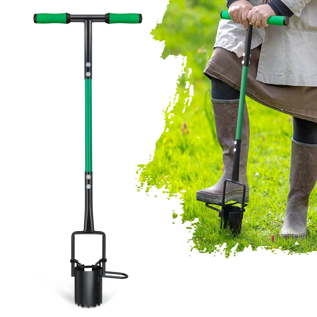 Altdorff Bulb Planter Tool with stand-up design eases bulb planting.