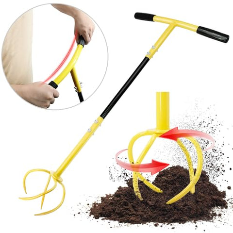 Altdorff garden claw tines penetrating compact soil for easier cultivation.