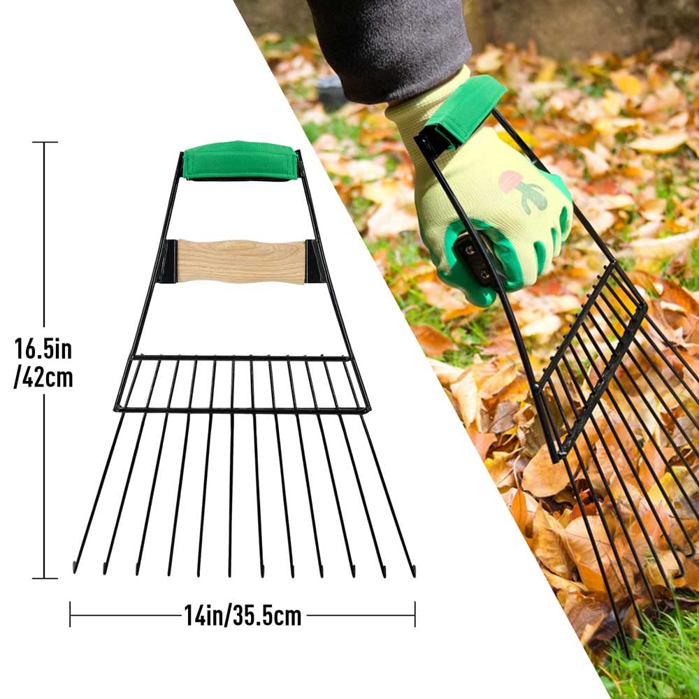 Altdorff scoop helps collect leaves and debris efficiently.