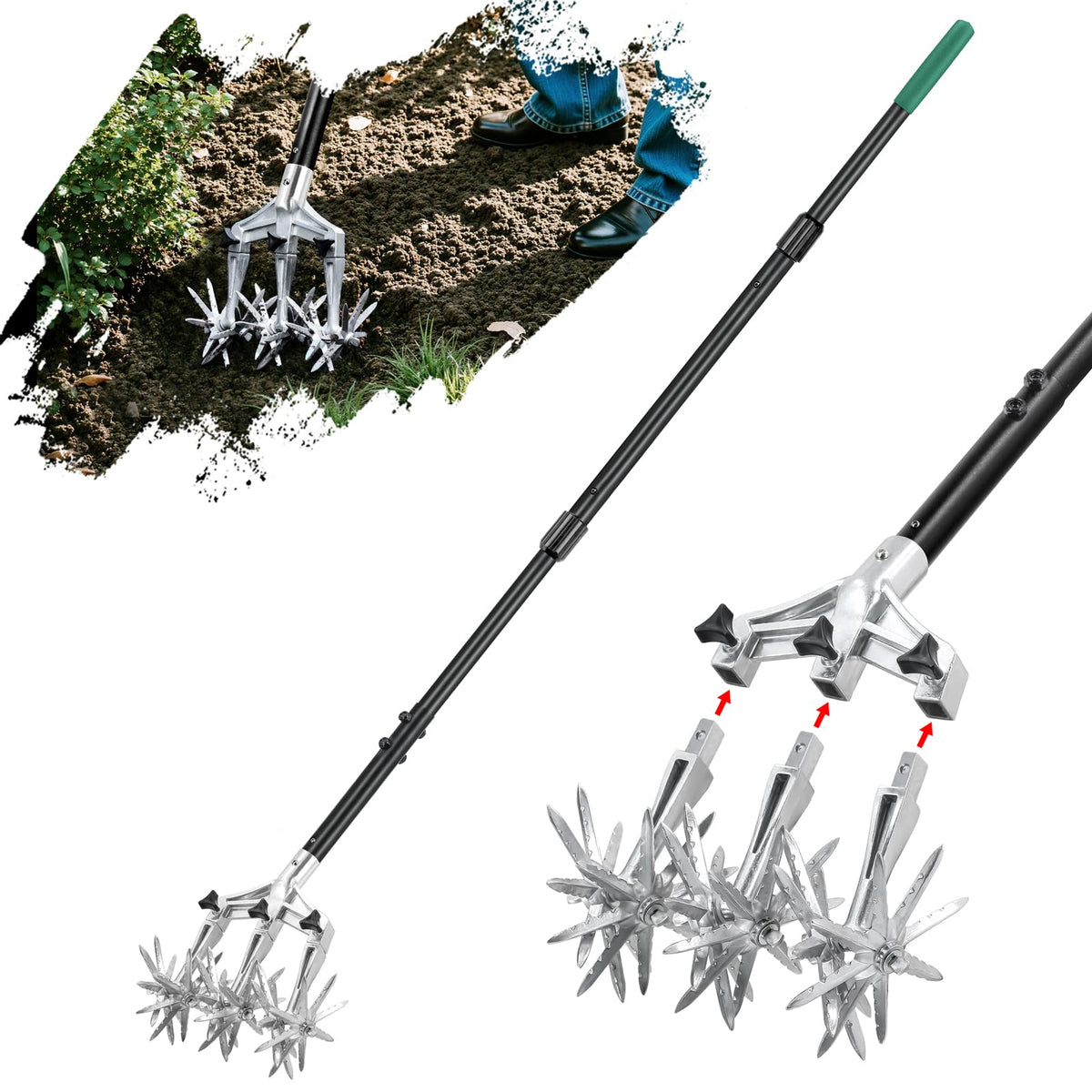 Altdorff rotary cultivator head with steel tines for durable soil prep.