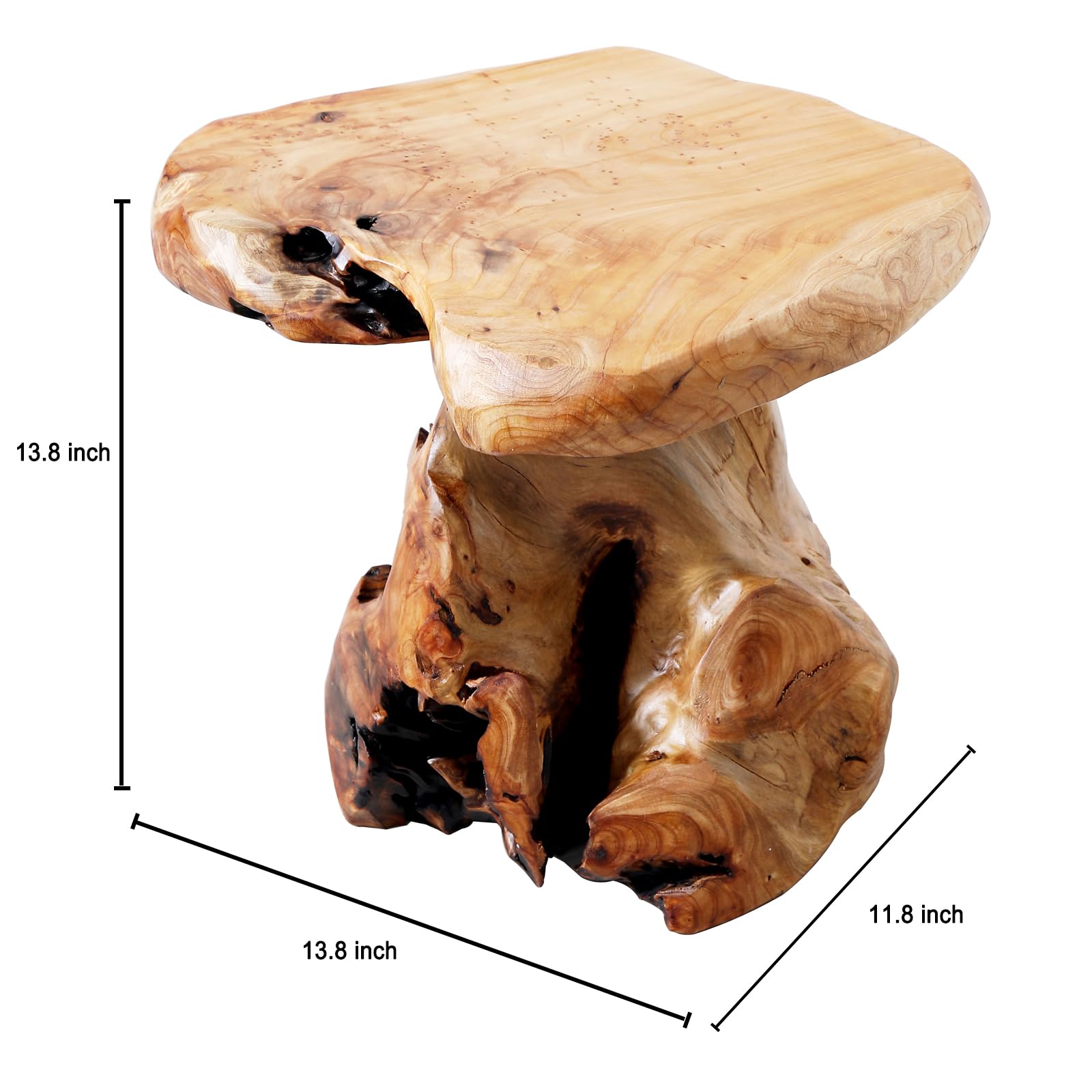 ALTERMATE cedar stump stool placed in a cozy living room setup.