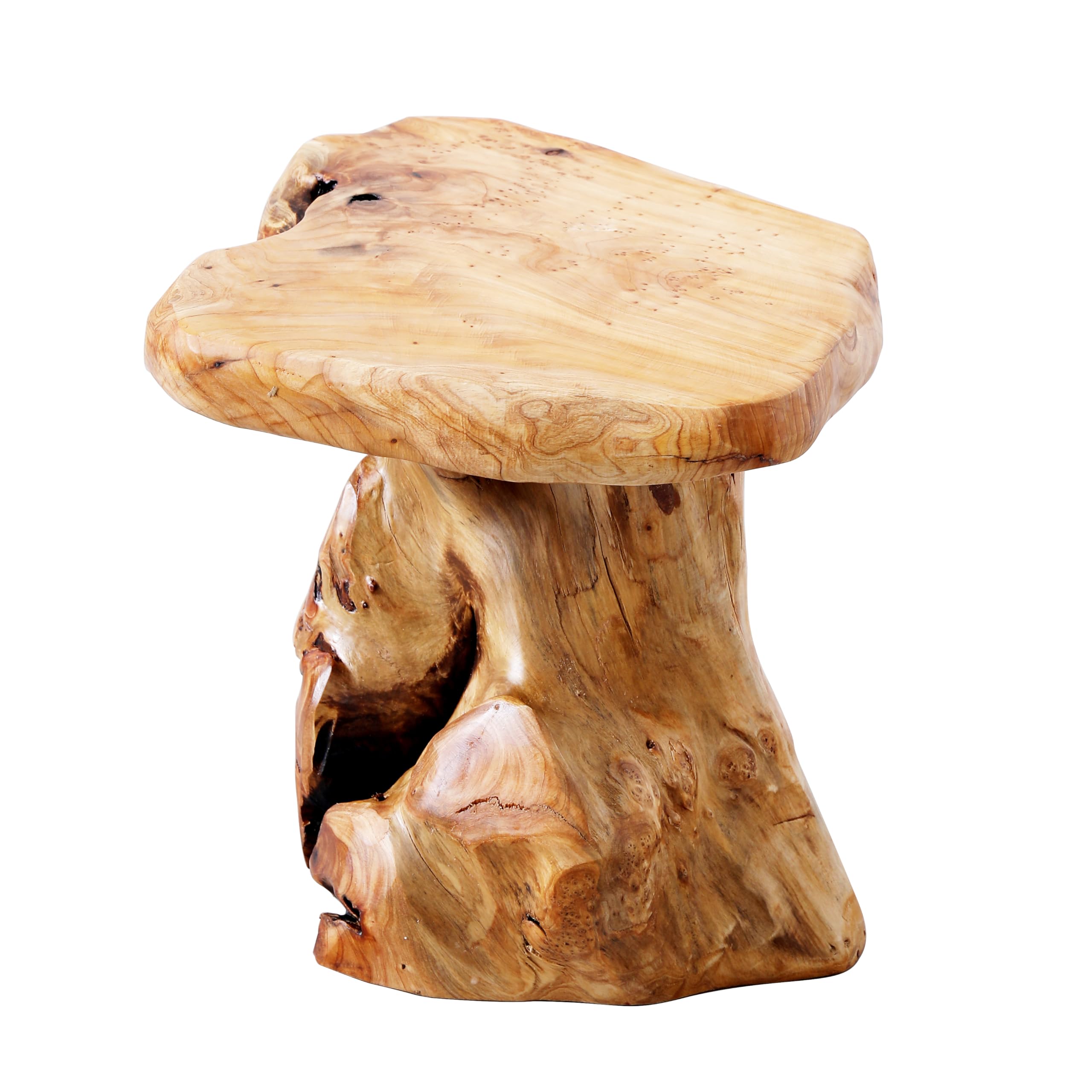 ALTERMATE cedar stump stool with natural grain for warm, durable rustic charm.