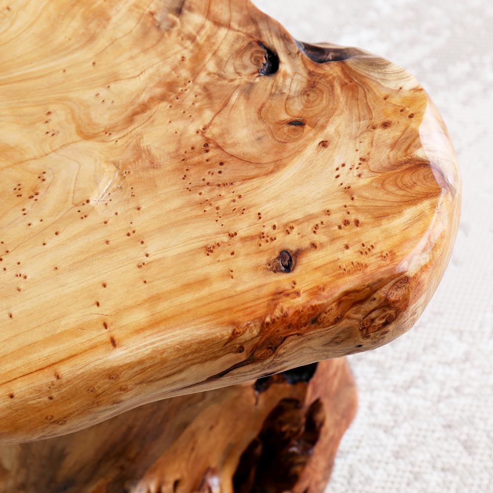 ALTERMATE outdoor-ready cedar stool on a covered patio area.