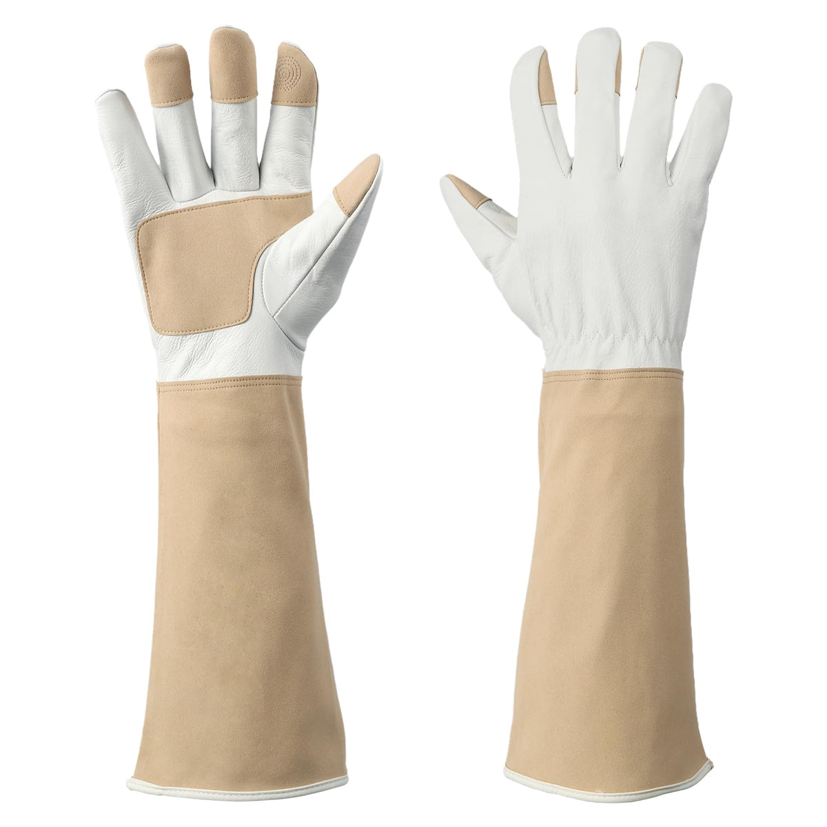 Altozor long cowhide leather gardening gloves protect hands during extended pruning work.