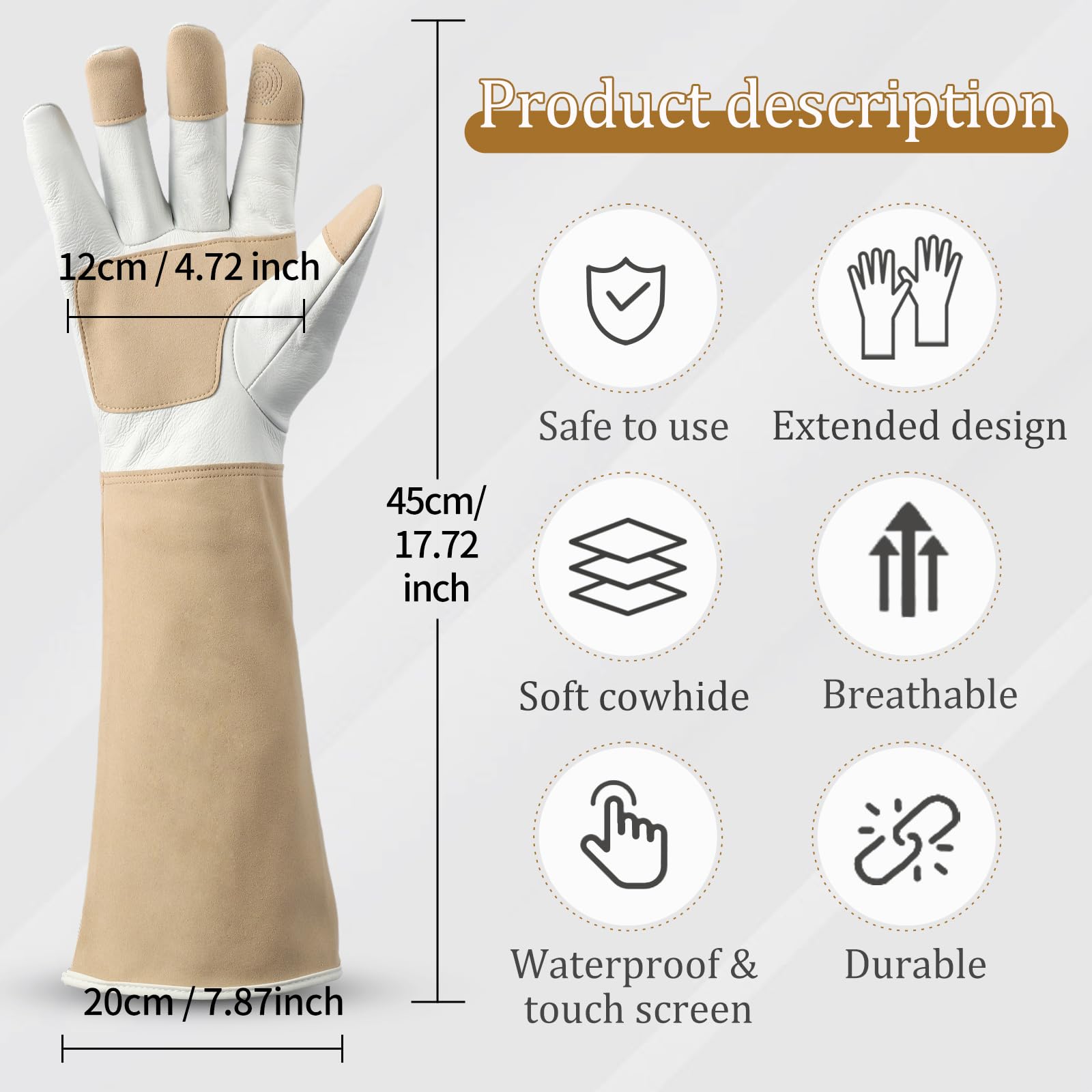 Altozor rose pruning gloves with palm patches improve grip and abrasion resistance.