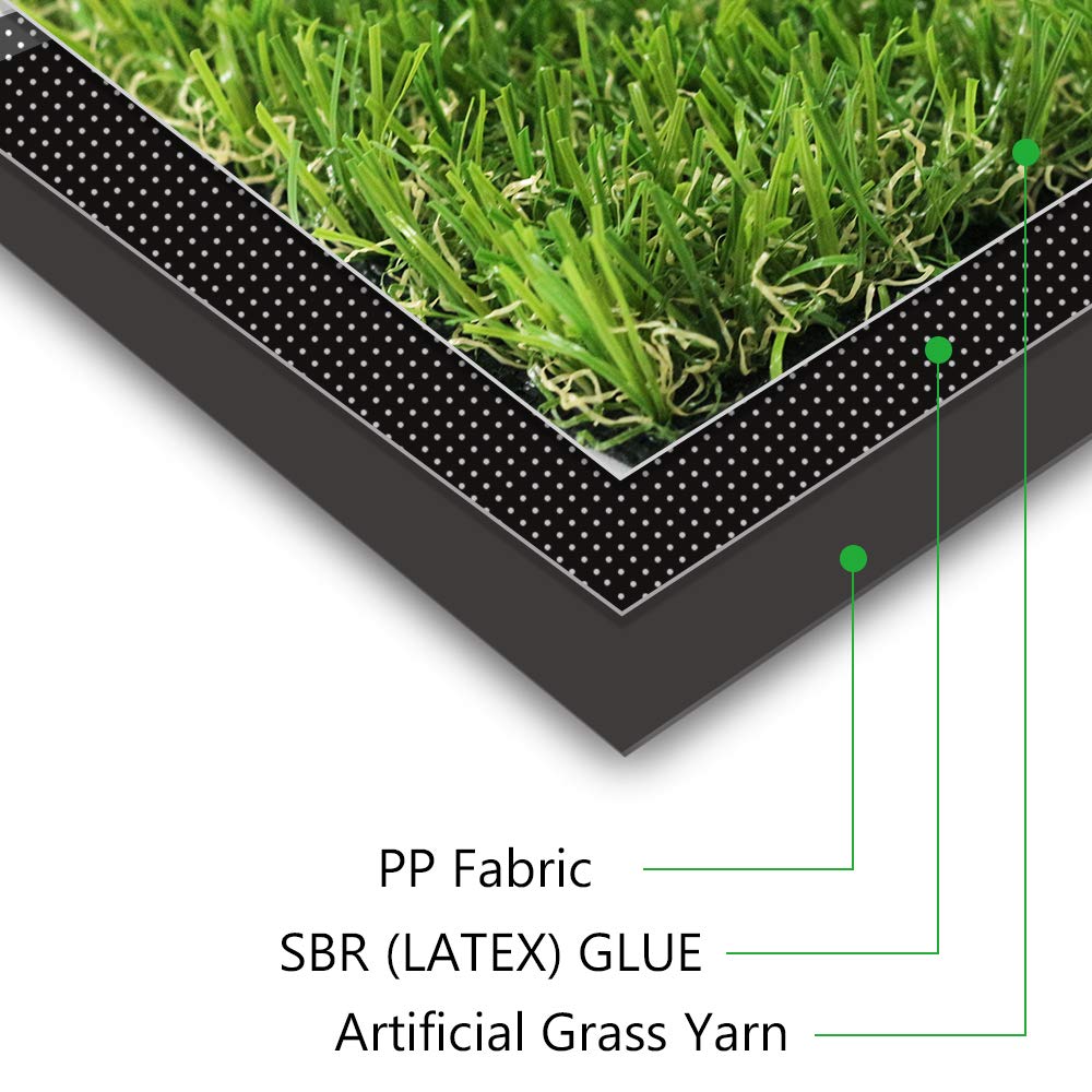 ALTRUISTIC artificial grass mat with drainage holes backing for quick drying.