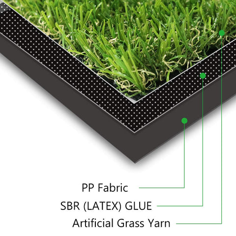 ALTRUISTIC artificial grass mat with drainage holes backing for quick drying.