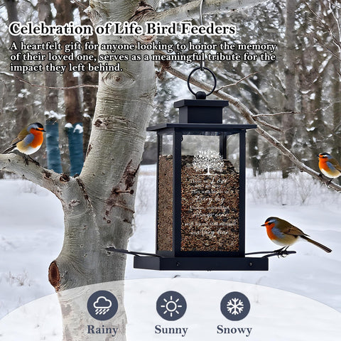 AlwaysLovarious sympathy memorial bird feeder rust-resistant metal construction for outdoors.