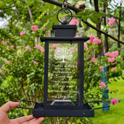 AlwaysLovarious sympathy memorial bird feeder twist latch for easy refills.