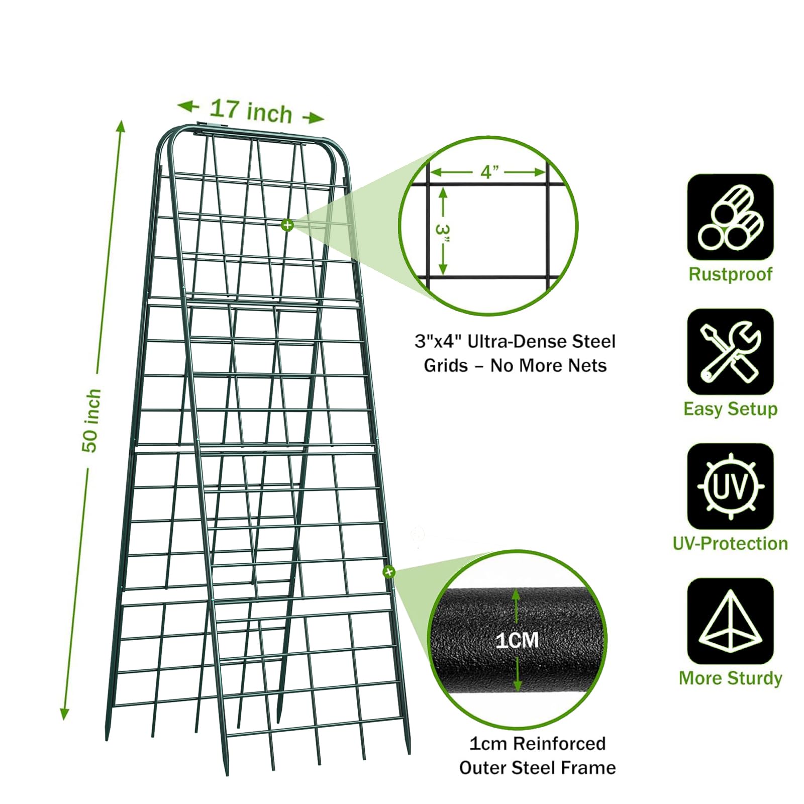 Alxcellion dense-grid steel trellis provides sturdy support for heavy vines and fruiting plants.