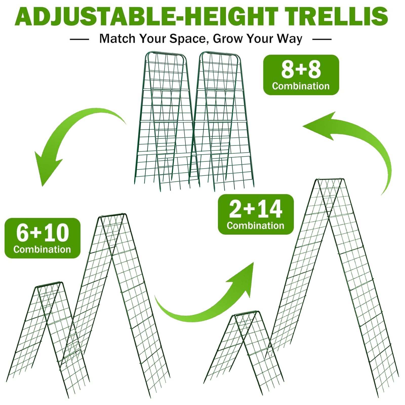 Alxcellion green trellis installed in a raised bed with climbing vines