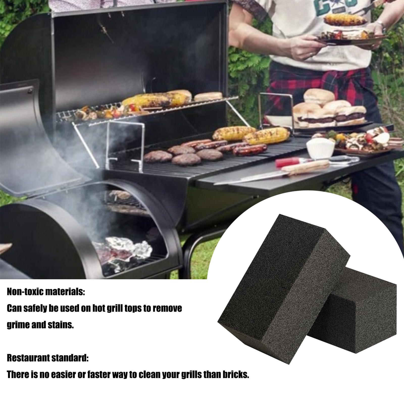ALXYF grill brick on hot grill, non-toxic cleaning protecting surfaces